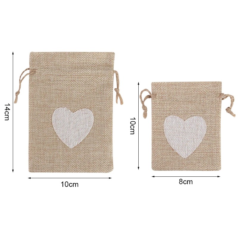 50pcs Natural Linen Burlap Bag - Jute Bag Packaging ulasan dan harga