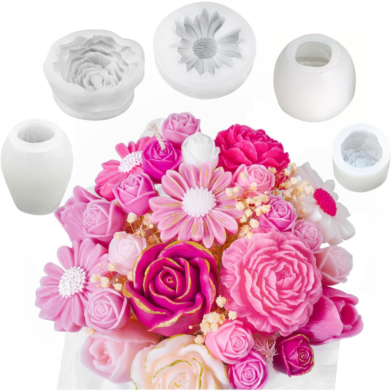 5Flower Candle Mold Set，3D Flo - Candle Making Jelly ulasan dan harga
