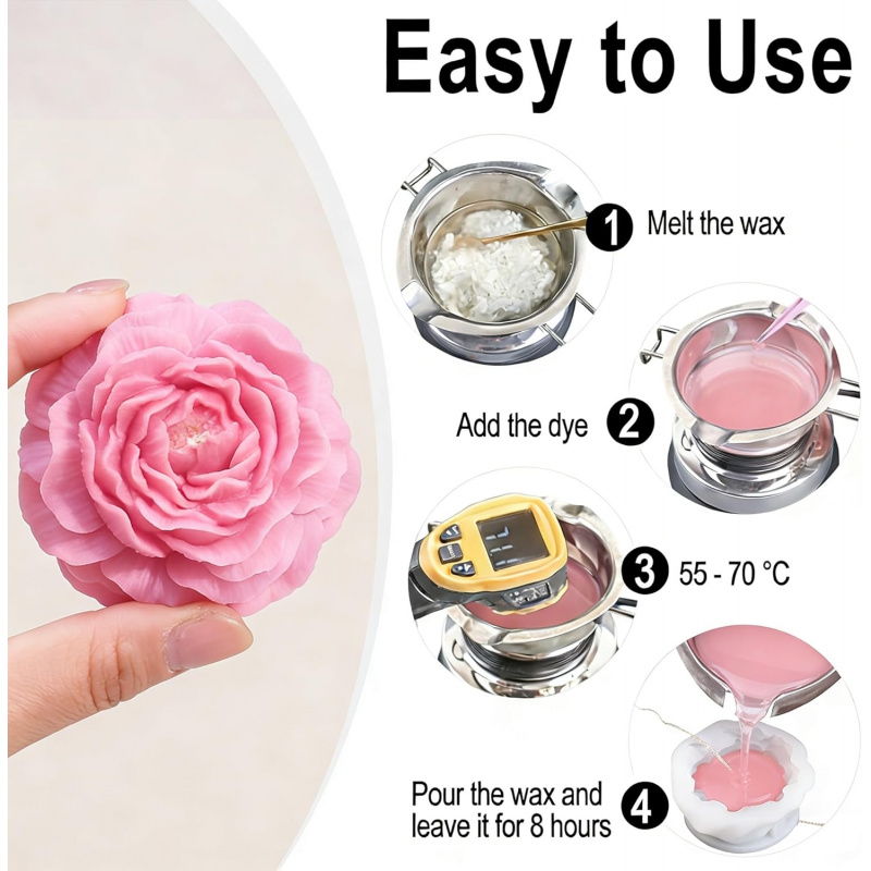 5Flower Candle Mold Set，3D Flo - Candle Making Jelly ulasan dan harga