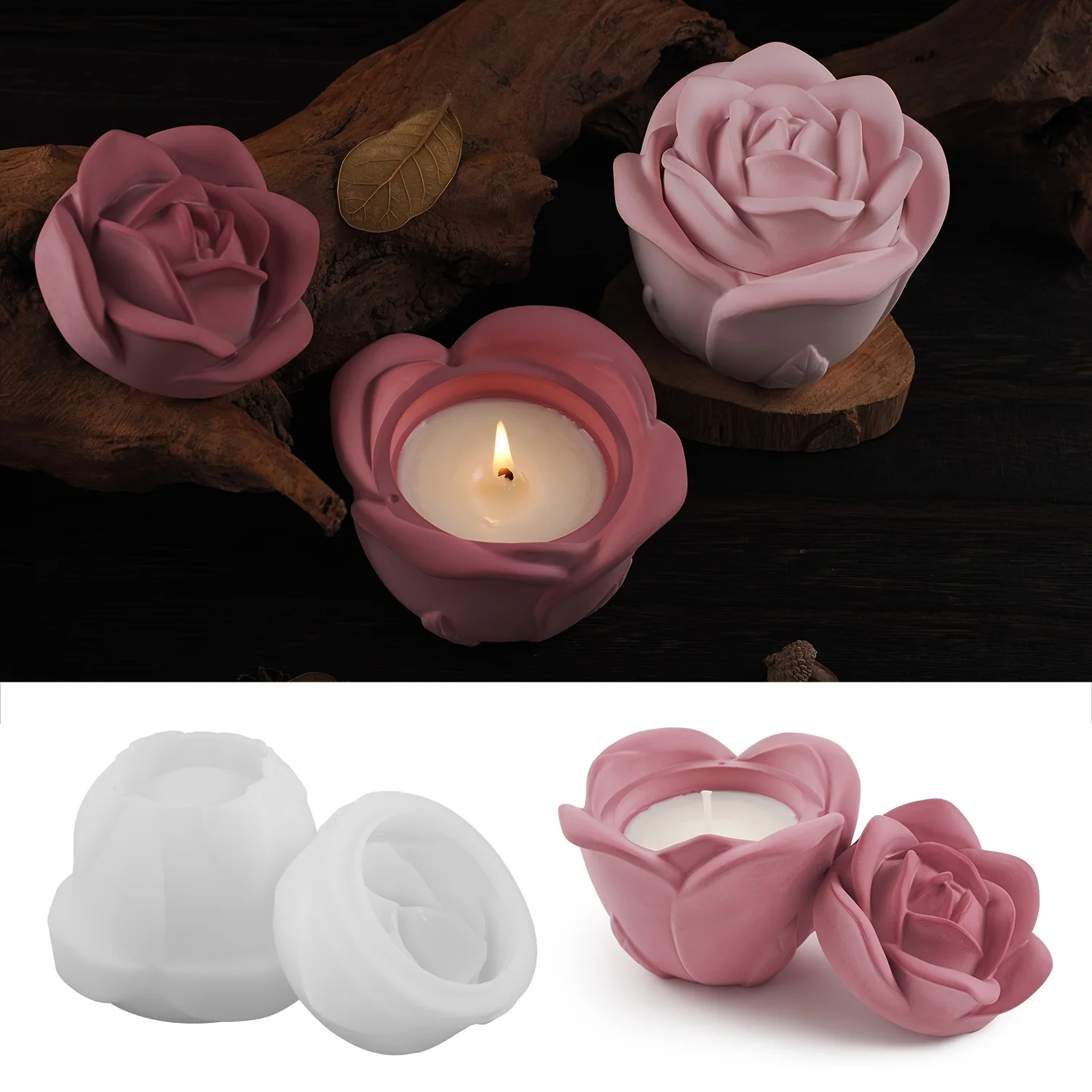 2-Piece Set Rose Shaped Silico - Candle Mold Silicone ulasan dan harga