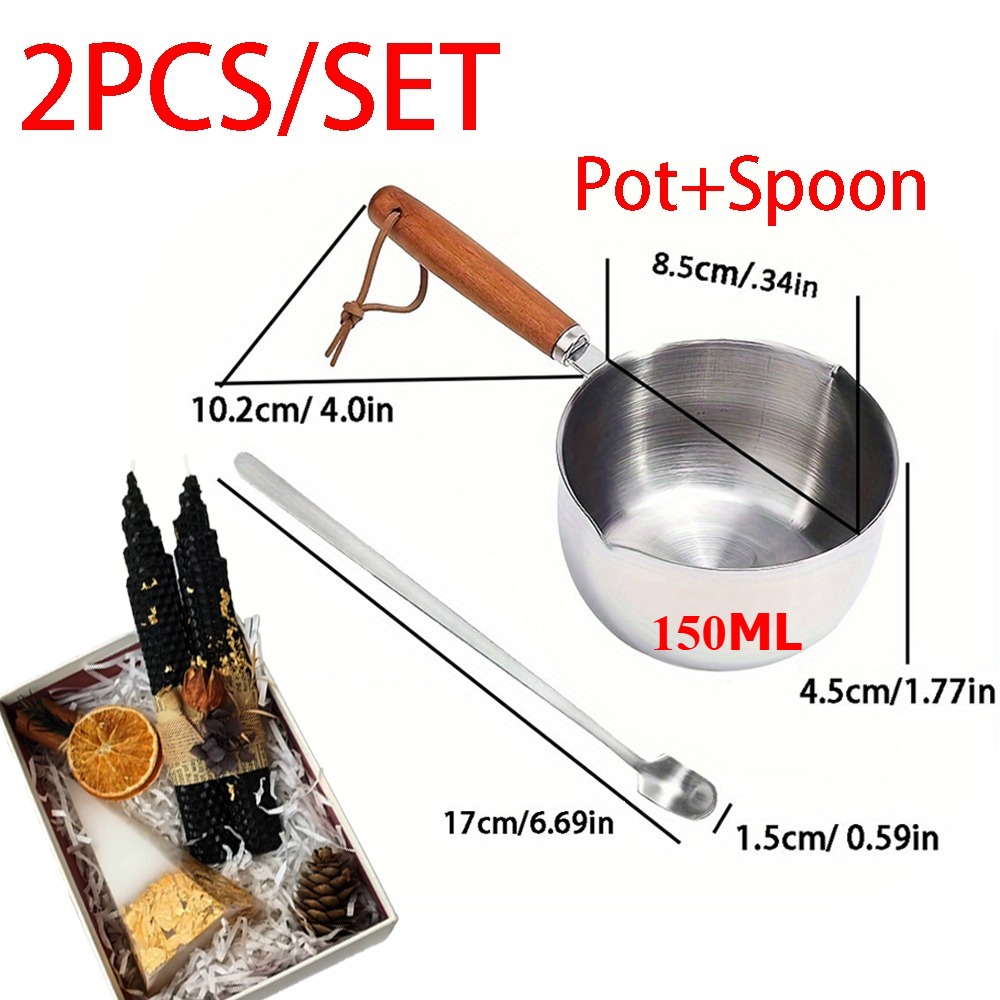 2PCS/SET Wood Handle Wax Melti - Candle Making Vessels ulasan dan harga